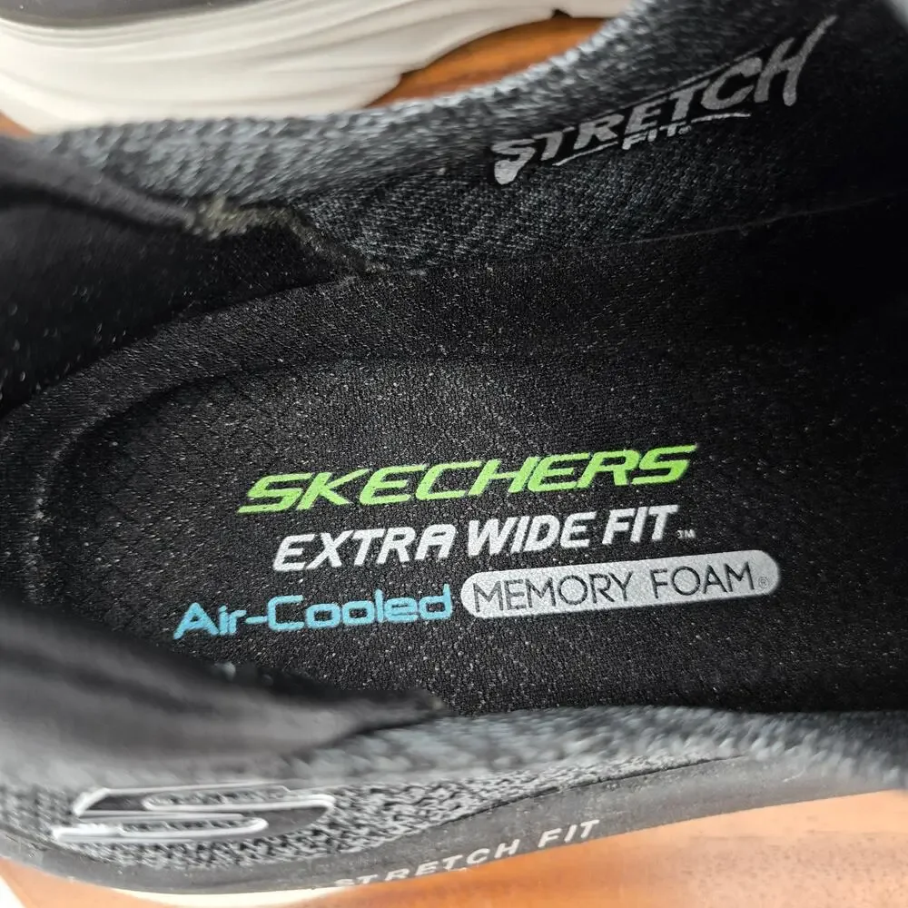 Skechers D Lux Walker Shoes Mens 10.5 4E Wide Black Gray Casual Walking Sneakers